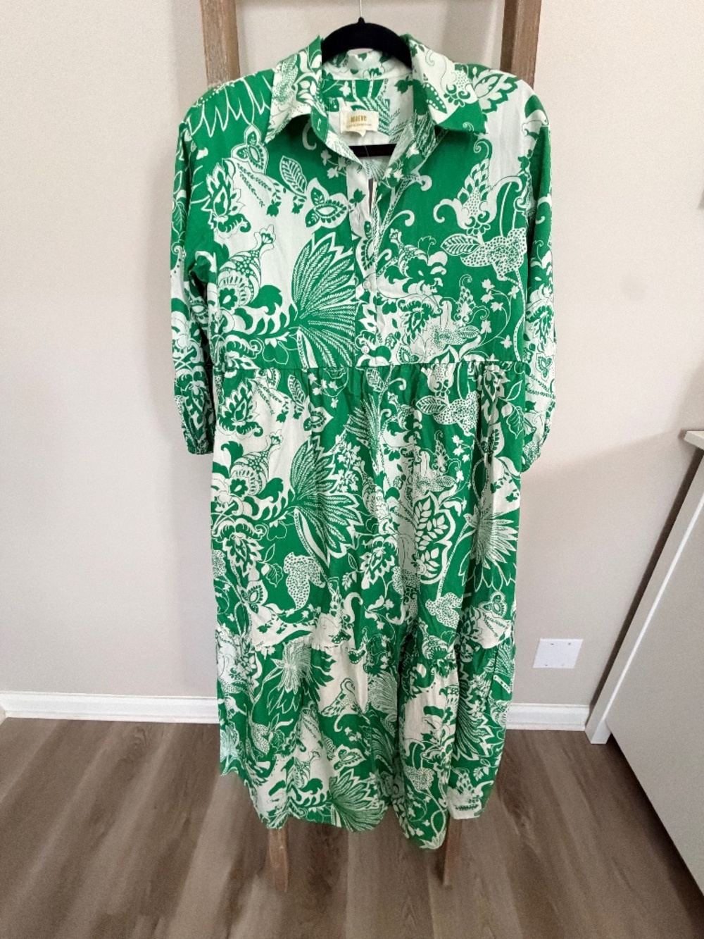 NWT Maeve by Anthropologie Cotton Green Floral Dress